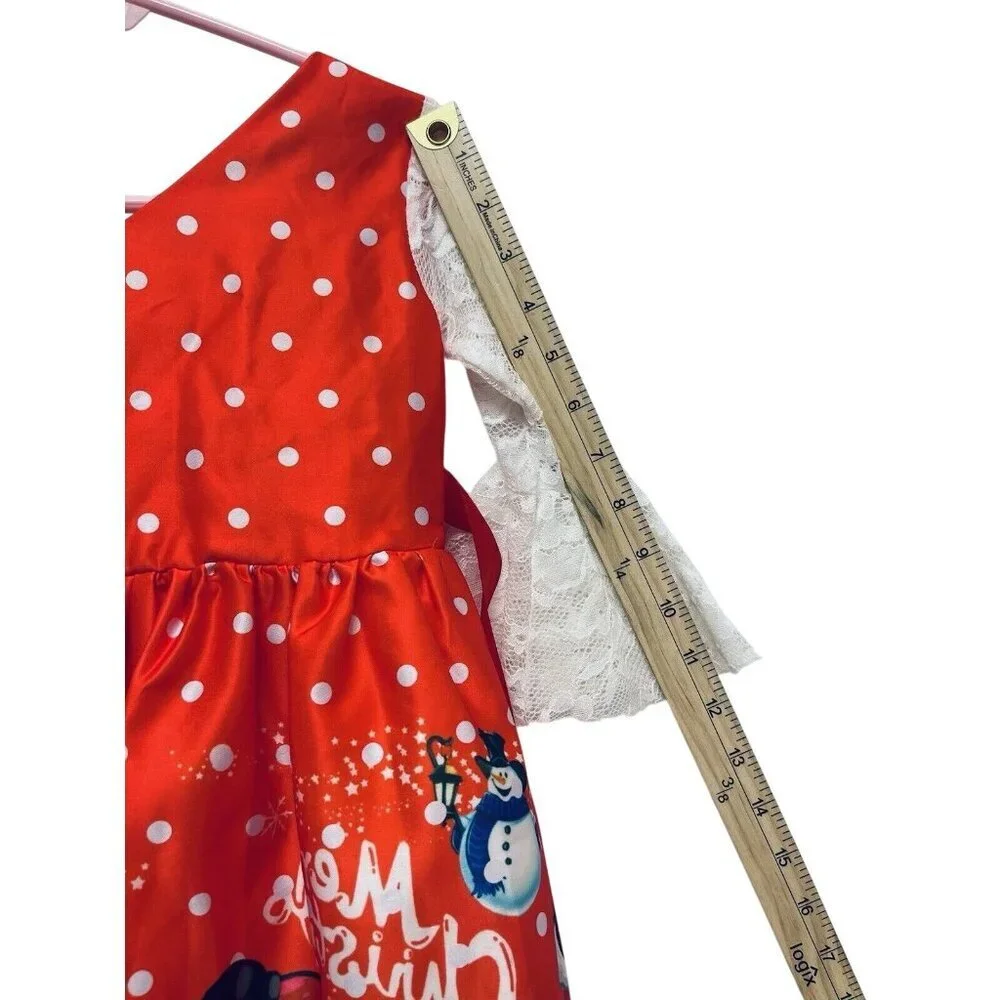 Christmas Dress Size 3 To 4 Years Girls Decorated with Red White Lights